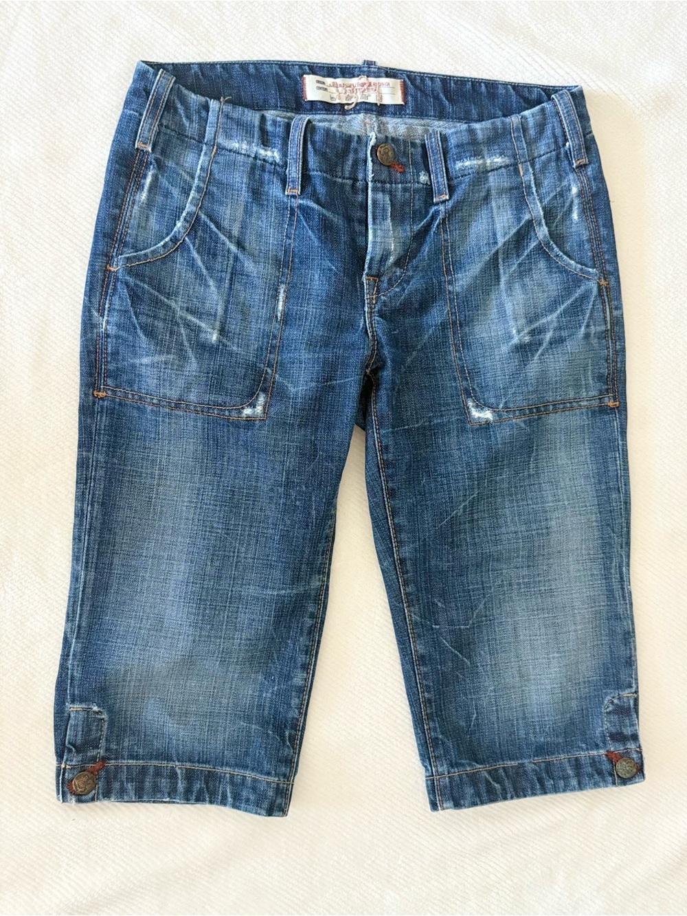 Men's Blue Denim Cropped Jeans
